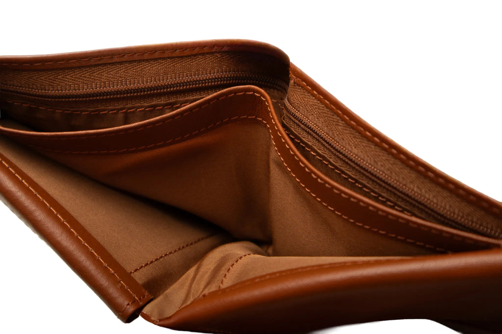 Classic Bifold Wallet - Cognac, with Coin Pocket
