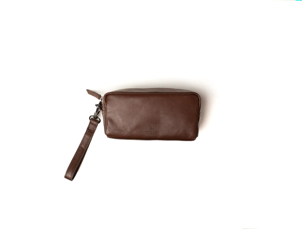 Compact Toiletry Bag - Dark Brown, Small