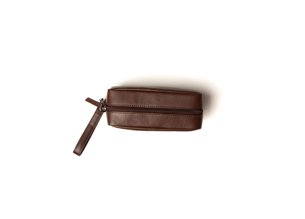 Compact Toiletry Bag - Dark Brown, Small