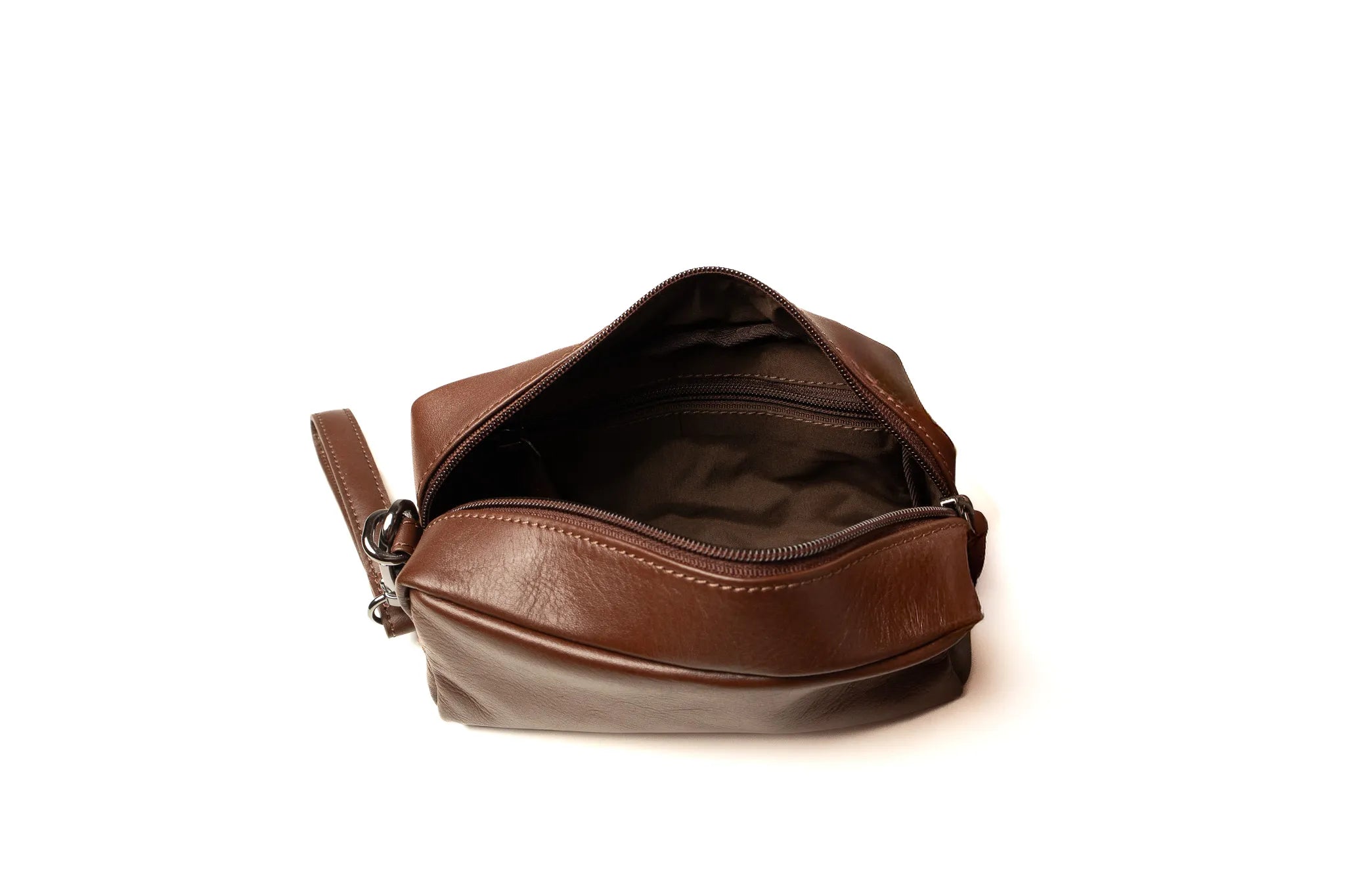 Compact Toiletry Bag - Dark Brown, Small