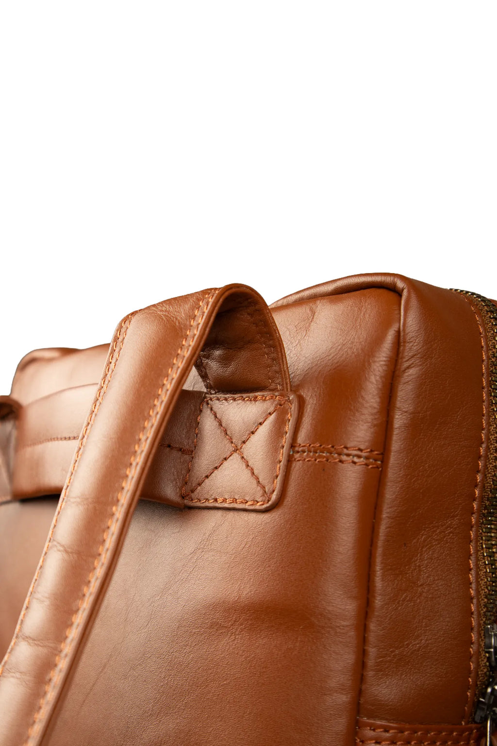 Zip Top Backpack - Cognac