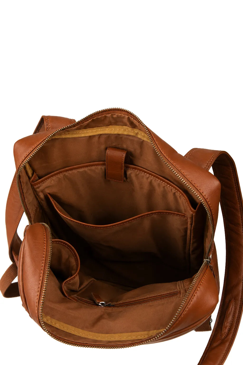 Zip Top Backpack - Cognac