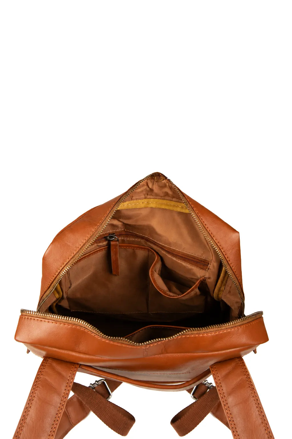 Zip Top Backpack - Cognac