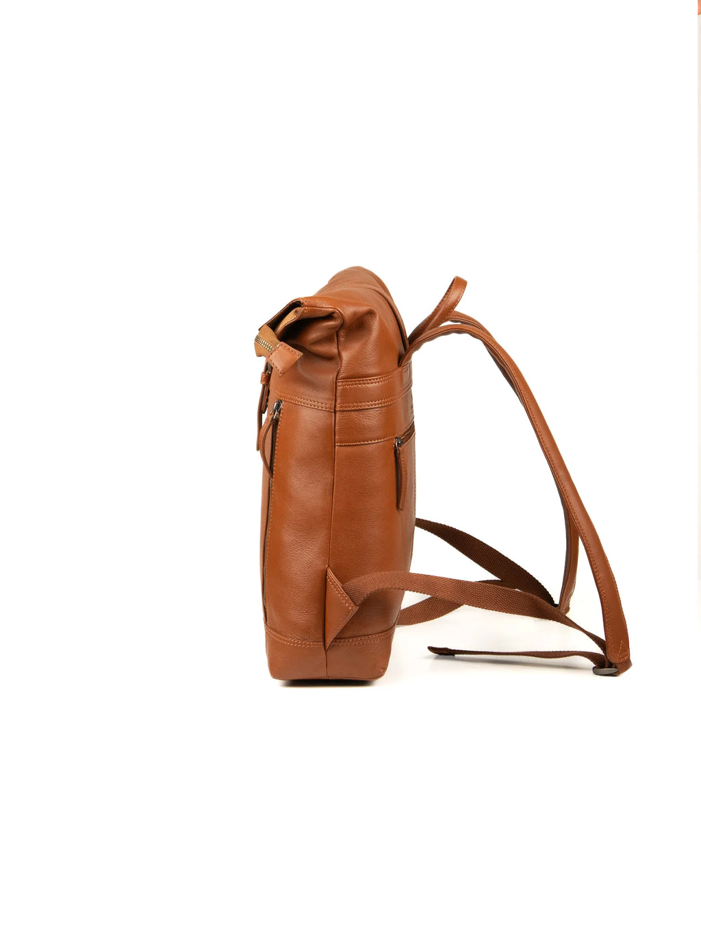 Roll Top Backpack - Cognac