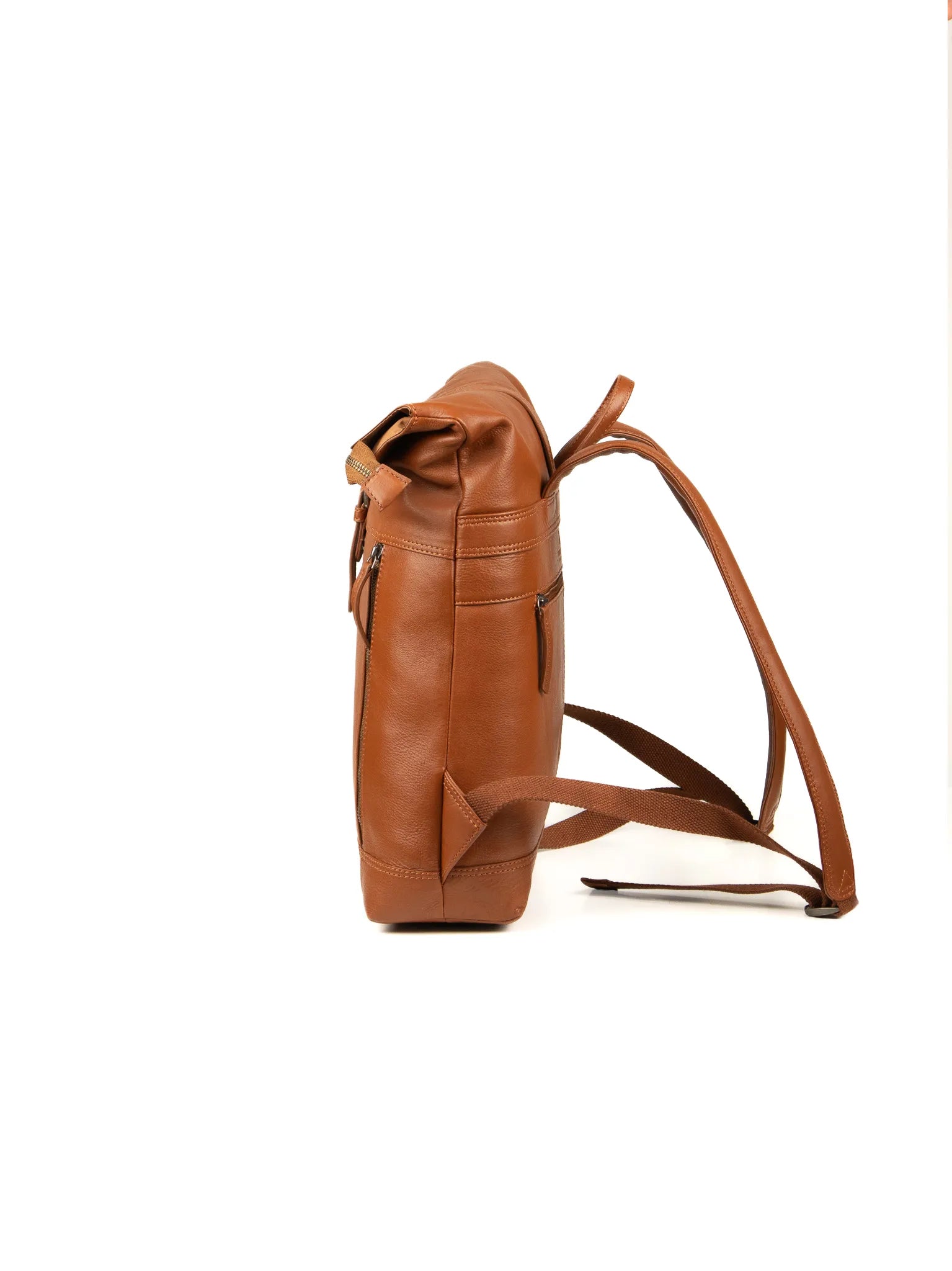 Roll Top Backpack - Cognac